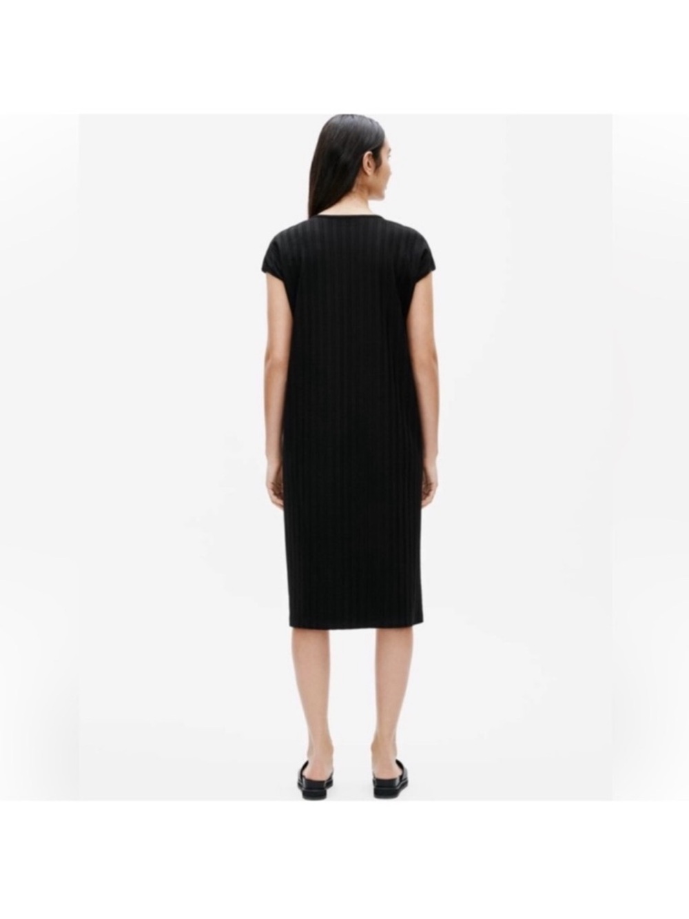 Eileen Fisher V Neck Ribbed Stretch Dress